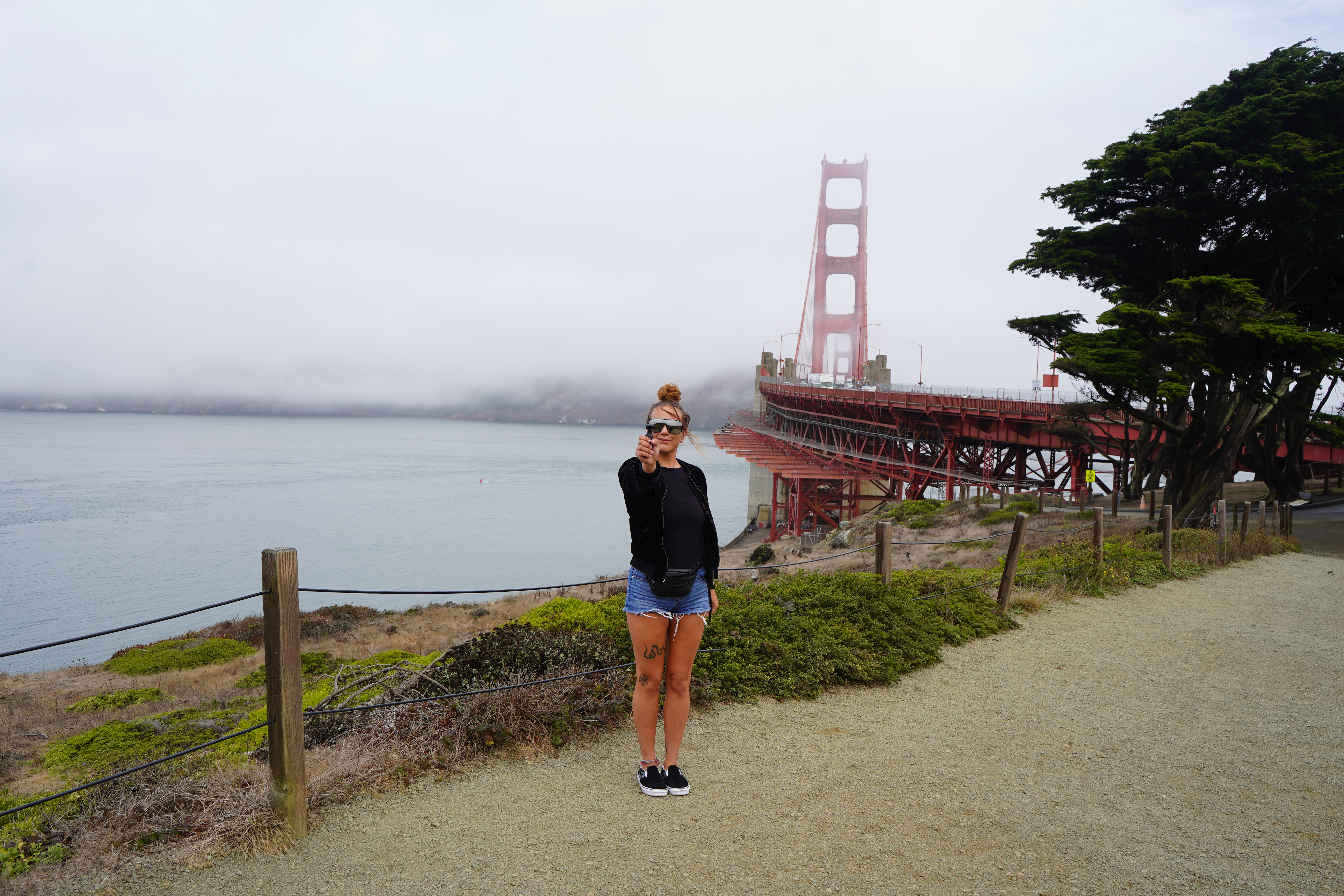 Alexandra King filming at Golden Gate Bridge — San Francisco, CA